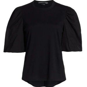 Veronica Beard Puff Sleeve Tee, Black, Size L (NWT)